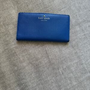 Kate Spade Blue Leather Wallet Bifold Zip Coin
